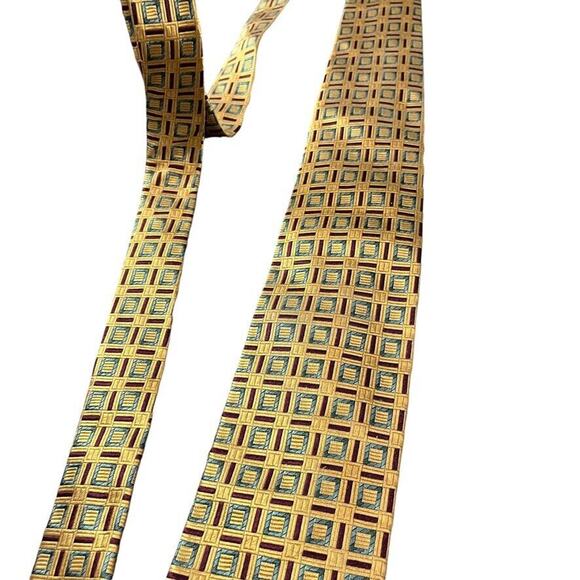 Jos A Bank Orange Mens 100% Silk Geometric Italy Mens Neck Tie 59" x 3.25" - Picture 3 of 16